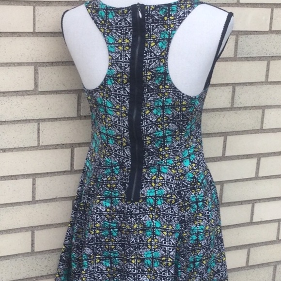 Bebop Black Blue Multicolor Fit & Flare T-back Dress - Picture 5 of 12